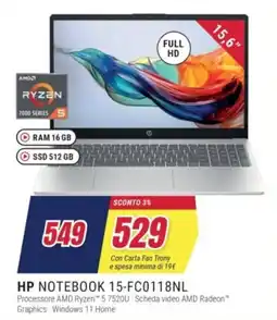 Trony HP NOTEBOOK 15-FC0118NL offerta