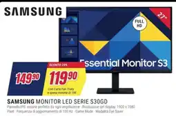 Trony SAMSUNG MONITOR LED SERIE S30GD offerta