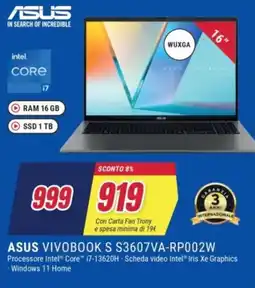 Trony ASUS VIVOBOOK S S3607VA-RP002W offerta
