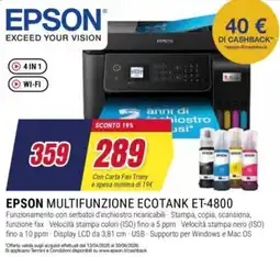 Trony EPSON MULTIFUNZIONE ECOTANK ET-4800 offerta