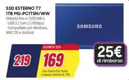Trony SAMSUNG SSD ESTERNO T7 1TB MU-PCITOH/WW offerta