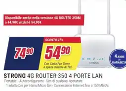 Trony STRONG 4G ROUTER 350 4 PORTE LAN offerta