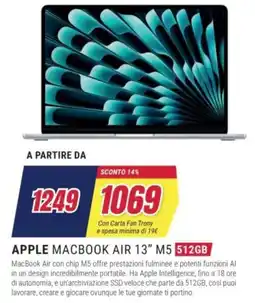 Trony APPLE MACBOOK AIR 13" M5 512GB offerta