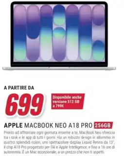 Trony APPLE MACBOOK NEO A18 PRO 256GB offerta