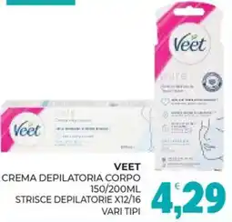 Eté Veet crema depilatoria corpo strisce depilatorie x12/16 offerta