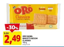 DPiù Oro saiwa biscotti secchi classici offerta