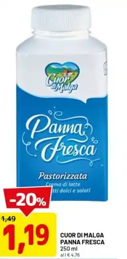 DPiù Cuor di malga panna fresca offerta