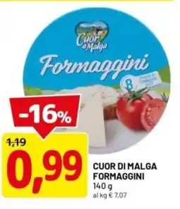 DPiù Cuor di malga formaggini offerta