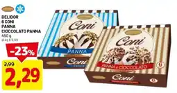 DPiù Delidor 6 coni panna cioccolato panna offerta
