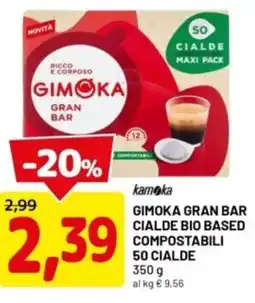 DPiù Gimoka gran bar cialde bio based compostabili 50 cialde offerta
