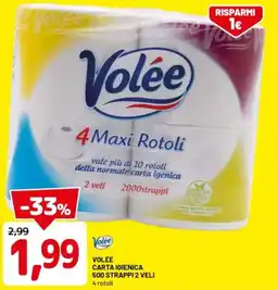 DPiù Volée carta igienica 500 strappi 2 veli offerta