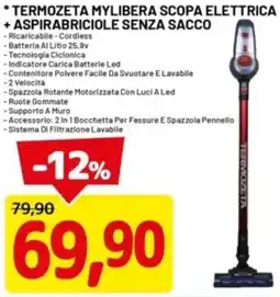 DPiù Termozeta mylibera scopa elettrica + aspirabriciole senza sacco offerta
