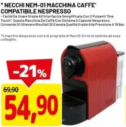 DPiù Necchi nem-01 macchina caffe' compatibile nespresso offerta