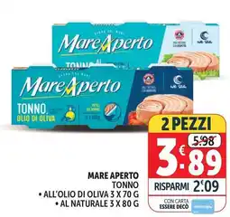Deco Supermercati Mare aperto tonno, all'olio di oliva, al naturale offerta