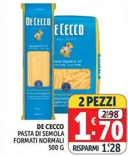 Deco Supermercati De cecco pasta di semola formati normali offerta