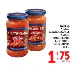 Deco Supermercati Barilla ragu alla bolognese, sugo offerta