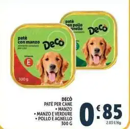 Deco Supermercati Decò pate per cane manzo offerta