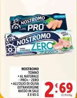 Deco Supermercati Nostromo tonno, al naturale, all'olio di oliva extravergine basso in sale offerta