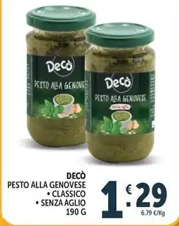 Deco Supermercati Decò pesto alla genovese classico, senza aglio offerta