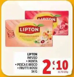 Deco Supermercati Lipton infuso menta, pesca e ibisco, frutti rossi offerta