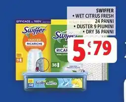 Deco Supermercati Swiffer wet citrus fresh maxerach, duster, dry offerta