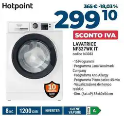Sinergy Hotpoint LAVATRICE NF827WK IT offerta