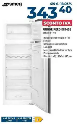 Sinergy smeg FRIGORIFERO D8140E offerta