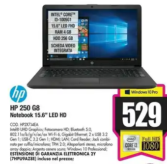 Wellcome 250 g8 notebook 15.6'' led hd offerta