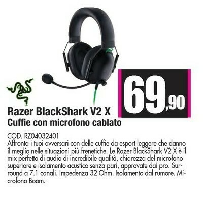 Razer blackshark v2 x cuffie con microfono cablato offerta di Wellcome