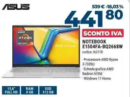 Sinergy ASUS NOTEBOOK E1504FA-BQ2668W offerta