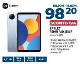 Sinergy xiaomi TABLET REDMI PAD SE 8.7 offerta
