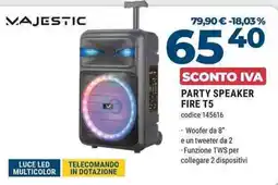 Sinergy Majestic party speaker fire T5 offerta