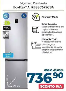 Sinergy SAMSUNG Frigorifero Combinato EcoFlex Al RB38C672CSA offerta