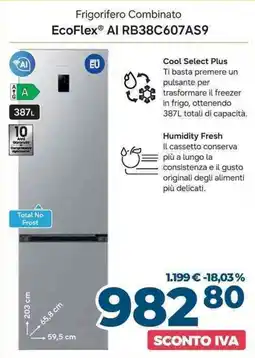 Sinergy SAMSUNG Frigorifero Combinato EcoFlex AI RB38C607AS9 offerta