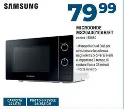 Sinergy SAMSUNG MICROONDE MS20A3010AH/ET offerta