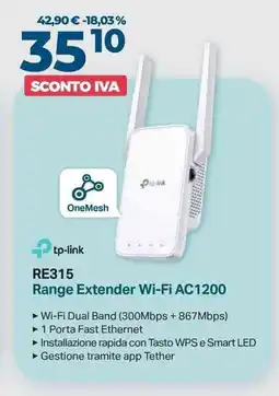 Sinergy tp-link RE315 Range Extender Wi-Fi AC1200 offerta