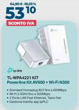 Sinergy tp-link TL-WPA4221 KIT Powerline Kit AV600 + Wi-Fi N300 offerta