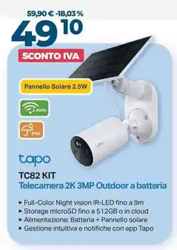 Sinergy tapo TC82 KIT Telecamera 2K 3MP Outdoor a batteria offerta