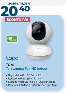 Sinergy tapo TC70 Telecamera Full-HD Indoor offerta