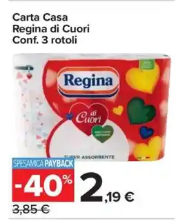 Carrefour Carta Casa Regina di Cuori Conf. 3 Rotoli offerta