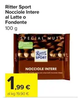 Carrefour Ritter Sport Nocciole Intere al Latte o Fondente offerta