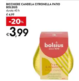 Bennet Bicchiere candela citronella patio BOLSIUS offerta