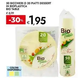 Bennet 50 bicchieri o 20 piatti dessert in bioplastica BIO TABLE offerta