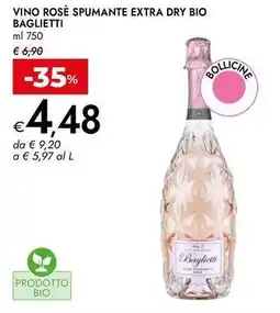 Bennet Vino rosè spumante extra dry bio BAGLIETTI offerta