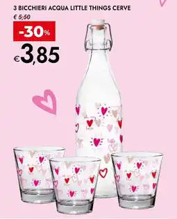 Bennet 3 bicchieri acqua little things cerve offerta