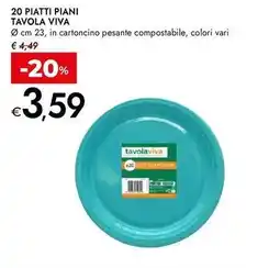 Bennet 20 piatti piani TAVOLA VIVA offerta
