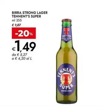 Bennet Birra strong lager TENNENT'S SUPER offerta