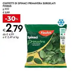 Bennet Ciuffetti di spinaci primavera surgelati FINDUS offerta