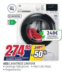 Trony AEG LAVATRICE LR6FG94 offerta