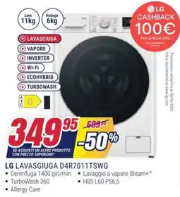 Trony LG LAVASGIUGA D4R7011TSWG offerta